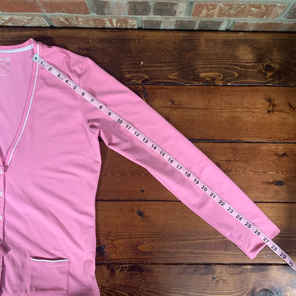 Adidas Golf Climalite Pink Women's Medium Button Front Brushed Cardigan EUC - Picture 10 of 11